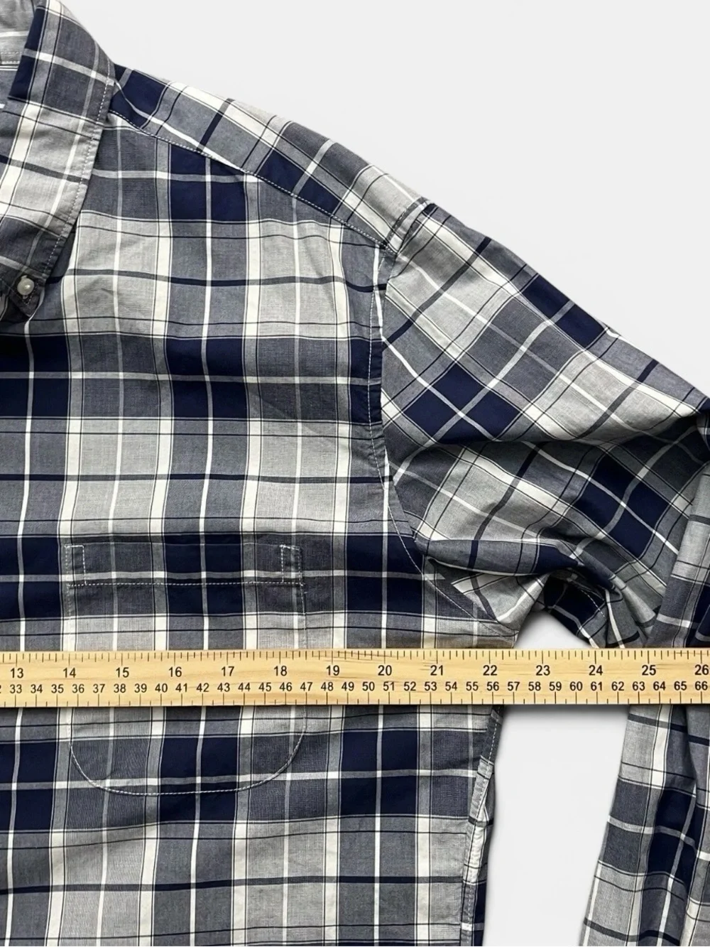 J. Crew Slim Fit Navy Blue Plaid Button Down Cotton Long Sleeve Shirt Size L